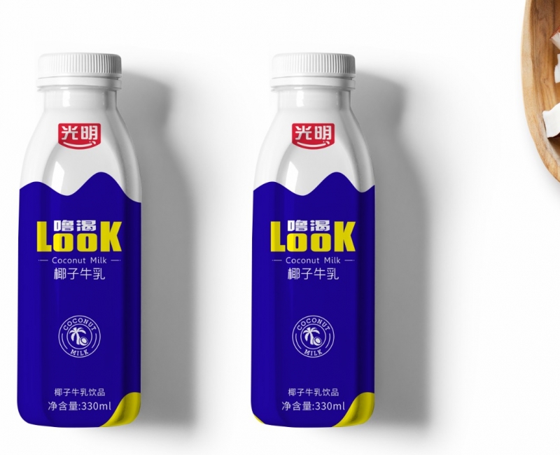 光明look椰子牛乳飲品包裝設(shè)計(jì)包裝設(shè)計(jì)案例 - 四喜設(shè)計(jì)作品